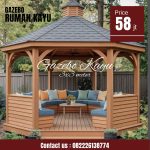 Gazebo Kayu Jati Minimalis 3 ×3 Meter