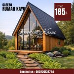 Rumah Glamping Segitiga Kayu Jati Minimalis Modern
