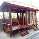 Jual Gasebo Minimalis Kayu Jati Dinding Kaca