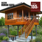 Rumah Kayu Panggung Minimalis Modern Kayu Jati
