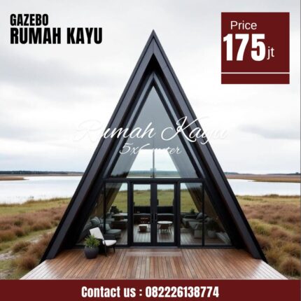Rumah Segitiga Kayu Jati Minimalis Modern