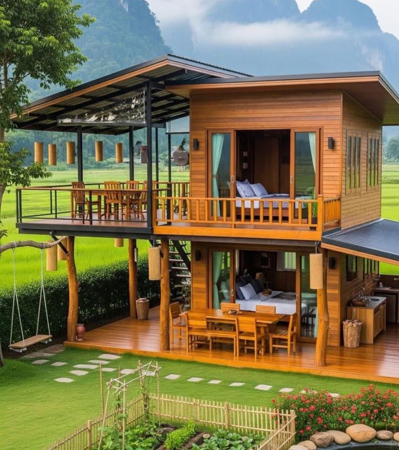 eb8d1f73794f5fae25626ec929e46537 Rumah Panggung Kayu Jati Minimalis Modern - Image 1